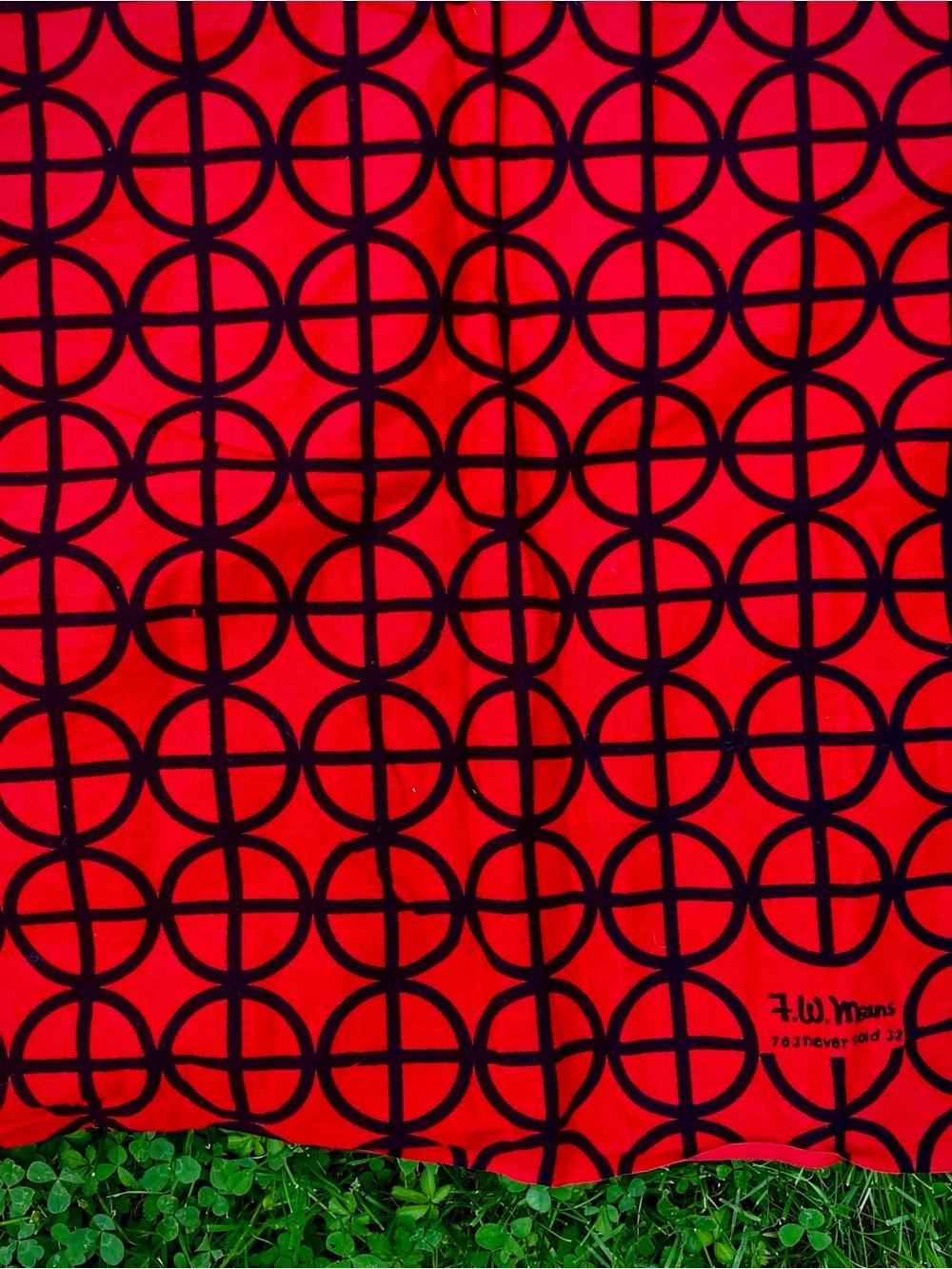 Red and Black Retro Mod Geometric Tablecloth by FW Means - Dining Table Linen